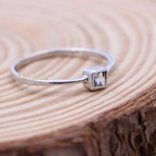 925 Solid Sterling Silber Schmuck Quadrat Schliff Weiß Topas Edelstein Ringgröße