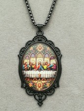 Das Letzte Abendmahl Anhänger Mit Halskette Glas Cabochon Jesus 12 Apostel Bibel