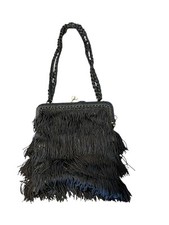 Vintage Abendtasche Handtasche schwarz Fransen 20er Jahre Stil Flapper 54034
