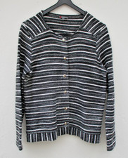 Street One, Damen Strickjacke, schwarz, weiß, Silberfäden, Gr. 40