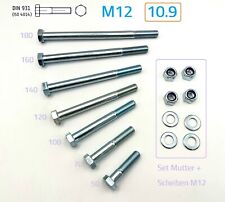 10 St. M12x85 DIN 931 10.9 Sechskantschraube mit Schaft verzinkt ISO 4014