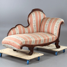 Recamiere  Chaiselounge rechtsseitig Rokokostil  Mahagoni guter Zustand um 1890