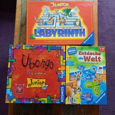 3 Kinderbrettspiele,ab 5 Jahre,Ubongo junior,Entdecke die Welt,Labyrinth Junior