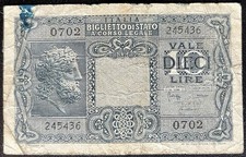 Italien Banknote 10 Lire *alter Geldschein*   #15.10.C