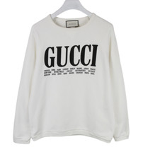 Gucci Sweatshirt Herren M Locker Pullover Rundhals Weiß Logo Aufdruck Städte