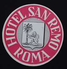 Altes Etikett HOTEL SAN REMO