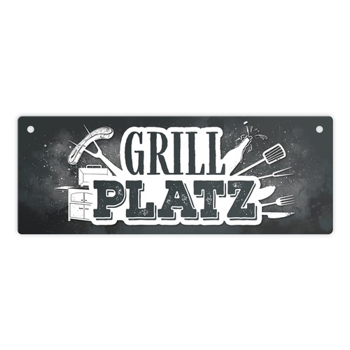 Grillplatz metallschild - grillplatz, in