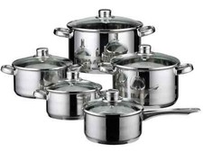 ELO Topf-Set   5-teilig, mit Glasdeckel, Sandwichboden, aus Edelstahl  NEU OVP