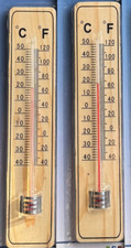 2x Thermometer 20cm Holz Wandthermometer Wand Außenthermometer Holzthermometer 2