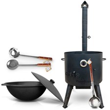 Gusseisen Kazan 22 L Kasan Казан mit Feuerofen Utschak Ø 49 cm. Учак Учаг Uchag