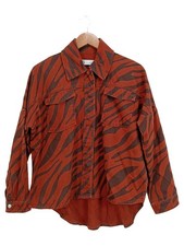 ZARA Hemdbluse Damen Animal Print Zebra Rot Langarm Gr. 34 XS