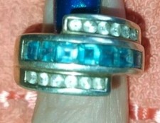 925er Silber Ring, Schweizblau Topase, Topase , vergoldet, Gr. 17