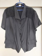 Schwarze 80er Vintage Designer Top Bluse Madonna Spitze Goth Gr. 42-44