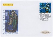 3422 Weihnachten Kirchenfenster, selbstklebend, Schmuck-FDC Deutschland exklusiv