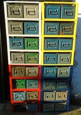 Regal Stapelkisten Stapelbox Metall 70er Industriedesign Schrank Loft vintage !!