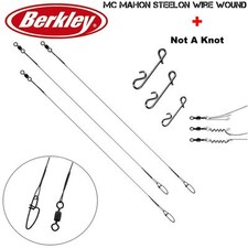 3 BERKLEY MCMAHON WIRE WOUND Stahlvorfächer 30 cm 30LB + Not-A-Knot
