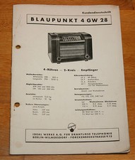 Blaupunkt 4 GW 28 original Kundendienstschrift Reparaturanweisung & Schaltbild