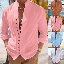 Herren Leinen Langarm❤Hemden