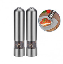 2er Set Elektrische Salz& Pfeffermühle Salzstreuer Pfefferstreuer EDELSTAHL RUND