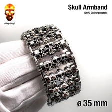 35 mm Skull Armband Motorrad Kette Biker Panzerarmband breites Damen Herren Ring