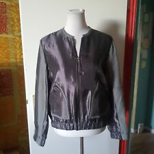 Silbergraue Satin Bomberjacke