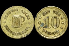 BIERMARKE: 10 Pfennig. THEODOR