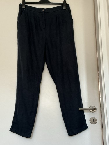 Leinenhose dunkelblau white - leinenhose,