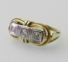 Jugendstil - Alter 585er Gold Ring mit 3 Diamanten - R355