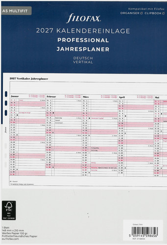 Filofax kalendereinlage din - kalendereinlage, a5