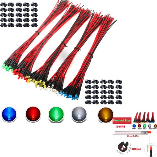 Led diode 3mm 12v kabel - diode,, 3mm,