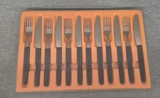 DDR Besteck mit Plastegriffen schwarz Punkte 12tlg. 6 Messer, 6 Gabeln OVP Foron