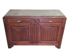 Kommode Anrichte Marmorplatte antik Art Deko massiv Eiche Frankreich