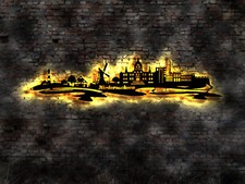 Wanduhr Uhr Skyline München