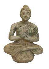 Steinskulptur Buddha Statue Figur ca. 30 cm sitzend Garten Deko mittelgroß alt