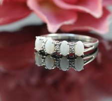 Opal & Diamant Ring in 585er / 14 Karat Weiß Gold XXYY