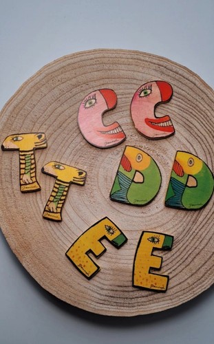 Janosch holz buchstaben e - d,