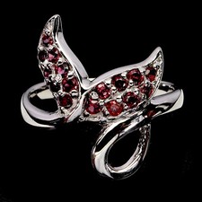925 Sterlingsilber Ring Rund Rhodolit Granat Natürlicher Edelstein Schmuck Size