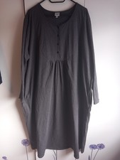 DW Shop Bio dunkelgraues, langarm Haus-Nacht-Kleid, Taschen, Knöpfe, Gr.52/54