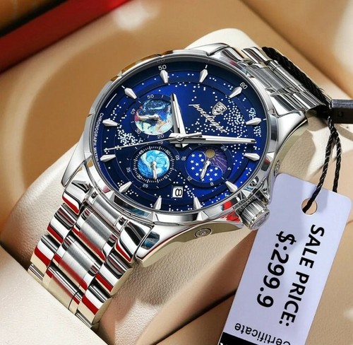 Luxus chronograph silber blau - chronograph,