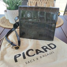 Picard Damen Umhängetasche Krokoprägung Leder Magnetverschluss + Staubbeutel 