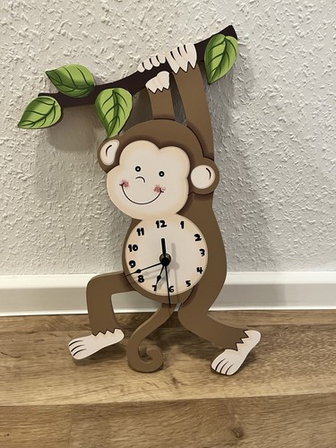 Wanduhr affe holz kinder - wanduhr,
