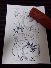 alte Malerrolle Musterrolle Farbwalze Musterwalze Blumen, Punkte, Linien Nr. 70