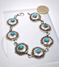 Massives Türkis Armband 🩵 Herren 🩵 925 Silber Indianer Schmuck Vintage - Antik