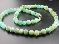 GJ69 * SOGNI D`ORO EDELSTEIN KETTE  CHRYSOPRAS GRÜN 8mm   925er SILBER/VG