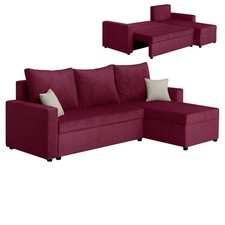 Ecksofa - rot - Breitcord -