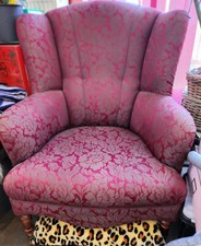 Antiker Ohrenbackensessel bordeauxrot neuwertig bezogen - edel