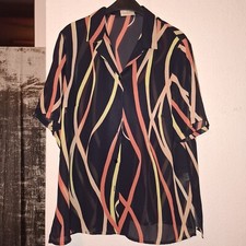 Sommermann Taft Bluse Gr.46 ,  Transparent ,Schwarz , 60 x 70 cm , Gestreift 