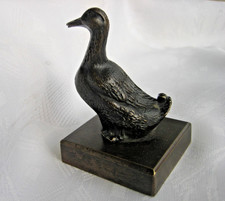 Bronze Skulptur Figur Ente naturgetreu, Patina 50er Ja Bronzeplastik H9cm / 445g
