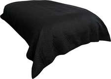 Tagesdecke Bettüberwurf 140x210 cm schwarz Uni Einfarbig gesteppt Sofaüberwurf