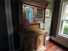 Antik Buffet Schrank Bleiglas